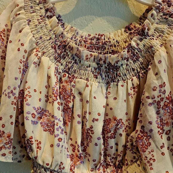 Boho Y2K Fall Peasant top ,tiered Skirt Milkmaid Cottagecore Party maxi set S - Picture 4 of 10